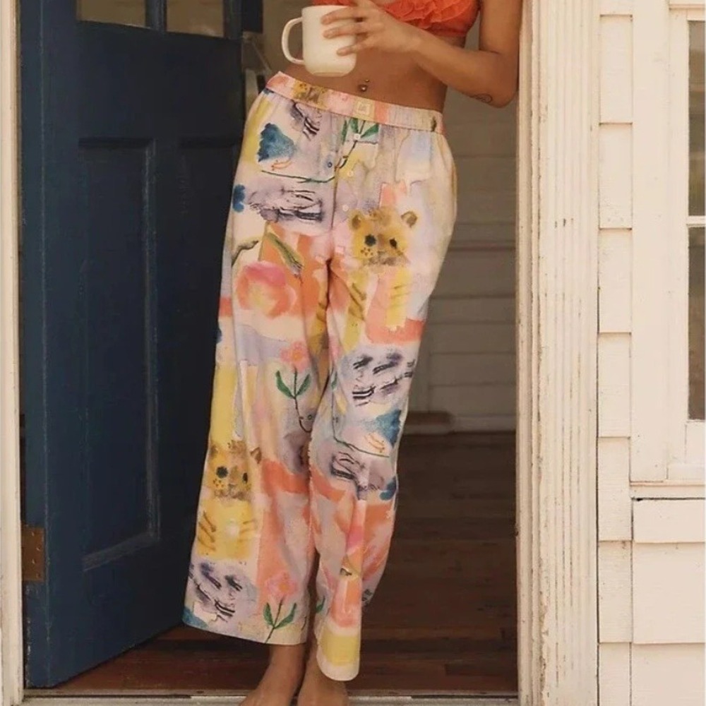 Anthropologie LyreBird The Wren Boxer Pants Yumi Kimura Cotton Pajamas Sz M NWT